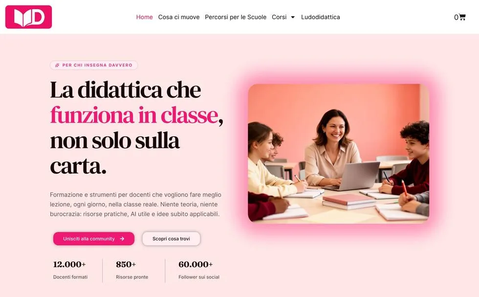 Homepage del sito Viva Didattica ridisegnato da Tommaso Bertelli