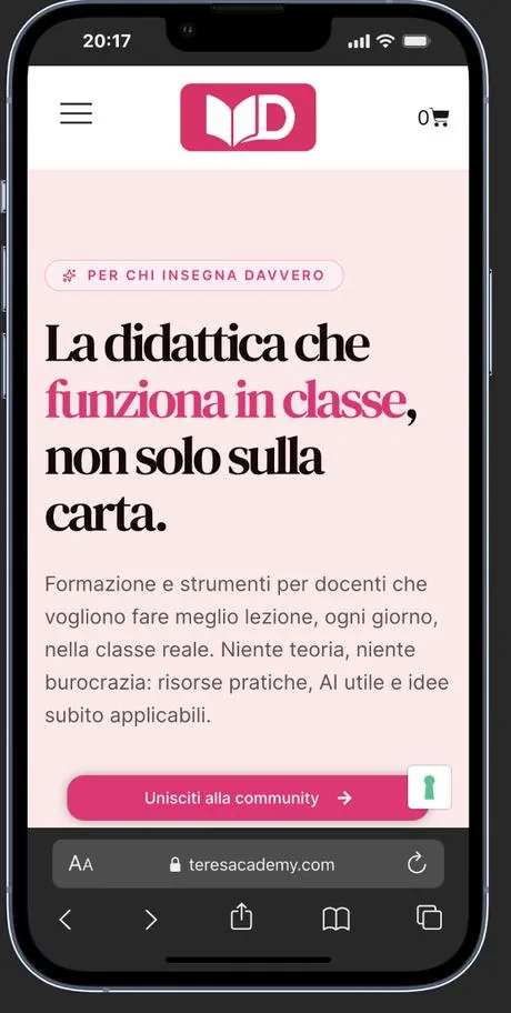 Versione mobile del sito Viva Didattica